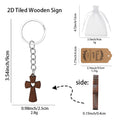 Dark Brown Wooden Cross Keychain Heart Cutout Split Ring view 2