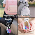 Pink Purple Gradient MA Heart Wood Keychain Metal Ring view 3