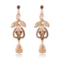Silver Tone Crystal Leaf Scroll Crystal Five Designs Metal Dangle Earrings view 8
