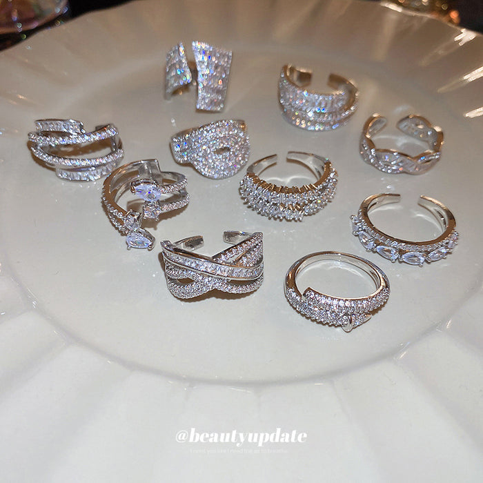 Forty Two Mixed Crystal Pearl Floral Geometric And Animal Rings