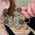 Black and Brown Open Flower Drop Earrings Jewelry Design view 3