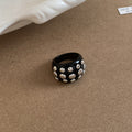 Resin Chunky Rings and Open Cuffs with Silver Studs or Rhinestones view 3
