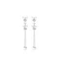 Silver Butterfly Crystal Long Tassel Drop Earrings Pair view 5