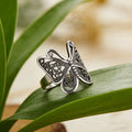 Antique Silver Tone Butterfly Filigree Ring Polished Metal Jewelry view 3