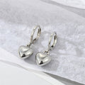 Gold and Silver Tone Puffy Heart Huggie Drop Earrings view 3