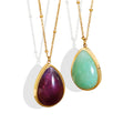 Teardrop Natural Stone Pendant Necklace Green And Purple view 5