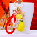 Jeweled Lemon and Citrus Charm Keychains with Braided Wrist Loops view 7