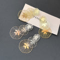 Gold and Silver Triple Open Radiating Disc Earrings view 2