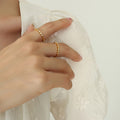 Seven Stone Geometric Open Adjustable Rings Gold Steel view 6