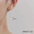 Gold Tone Threader Earrings White Pearl Drop Charms view 4