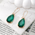 Teardrop Faceted Glass Dangle Earrings Gold Fishhooks 7 Colors view 7