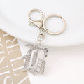 Silver Rhinestone Letter Keychain Initial Metal Bag Charm view 7