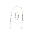 Silver Sequin Crystal Pearl Multi Strand Necklace Stud Set view 5