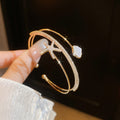 Open Double Cuff Bangles Flower Starfish Rhinestone Accents view 10