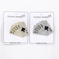 Crystal Playing Card Fan Brooch in Gold or Silver Tone view 2