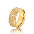 Star Moon Band Rings Gold Steel Two-Tone Celestial Pattern view 5