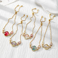 Gold Tone Ornate Pressed Flower Pearl Slider Bracelets in Five Designs view 2