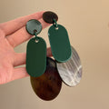 Layered Geometric Resin Drop Earrings in Four Colors view 7