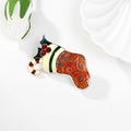 Red Orange Stocking Enamel Metal Brooch Pin for Jackets and Lapels view 4