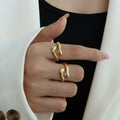 Embrace Hug Hands Motif Open Rings Gold Or Steel Tone view 3