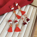 Red Horse And Tassel Drop Stud Earrings Fashion Earrings view 3