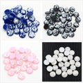 Blue White Floral Round Resin Cabochons in Three Sizes view 2
