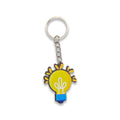 Yellow Lightbulb Wood Print Keychain Blue Base Charm view 5