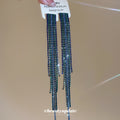 Blue and Green Crystal Fringe Earrings with Long Tassel Strands view 2
