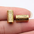 Engraved Geometric Long Tube Large Hole Bead Jewelry Making Component view 5