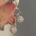 Crystal Ball Drop Hoop Earrings with Textured Silver Tone Details view 4