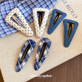 Fabric Geometric Snap Hair Clip Denim Plaid 3 Styles view 4