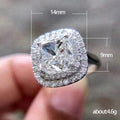 Silver Tone Square Double Halo Ring With Clear Stones view 2