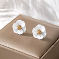 Metal Flower Stud Earrings in Seven Bright Color Options view 4