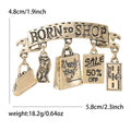 Born To Shop Banner Charm Brooch Gold Silver Alloy view 4