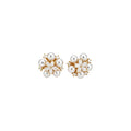 Gold Tone Flower And Pearl Earrings In Three Styles view 5