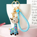 Jeweled Deer Keychains in Blue, Pink and White with Braided Options view 6