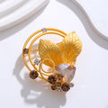 Gold Tone Butterfly Wreath Crystal Two Designs Metal Brooch Pin view 5