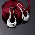 Sculptural Open Teardrop Long Hook Earrings In Two Metal Tones view 3