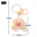 Gold Rhinestone Pumpkin Carriage Keychain Four Hearts view 3