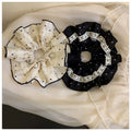Polka Dot Fabric Oversized Scrunchie With Lace Trim view 4