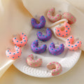 C Shape Polka Dot Resin Hoop Earrings In Three Colors view 4