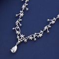 Black Silver Tone Crystal Floral Teardrop Crystal Two Designs Metal Necklace and Earring view 4