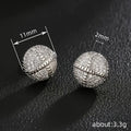 Crystal Pave Round Stud Earrings in Silver and Gold Tones view 4