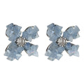 Dusty Blue Translucent Four Petal Flower Stud Earrings view 5