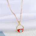 Gold Tone Enamel Evil Eye Pendant Necklaces in Five Designs view 4