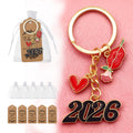 Gold 2026 Keychain Red Heart Lips Rose Enamel Charms view 1