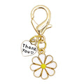 Gold Daisy Thank You Heart Charm Lobster Clasp Keychain view 5