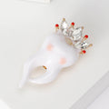 White Tooth Brooch with Crystal Crown and Gold Tone Back view 2