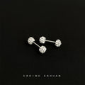 Silver Tone Double End Rhinestone Ball Barbell Studs In Four Sizes view 3