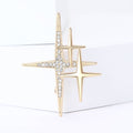 Double Four Point Star Brooch in Gold and Silver Tones view 2